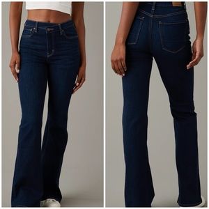American Eagle Outfitters Dark Blue High-Rise Flare Jeans